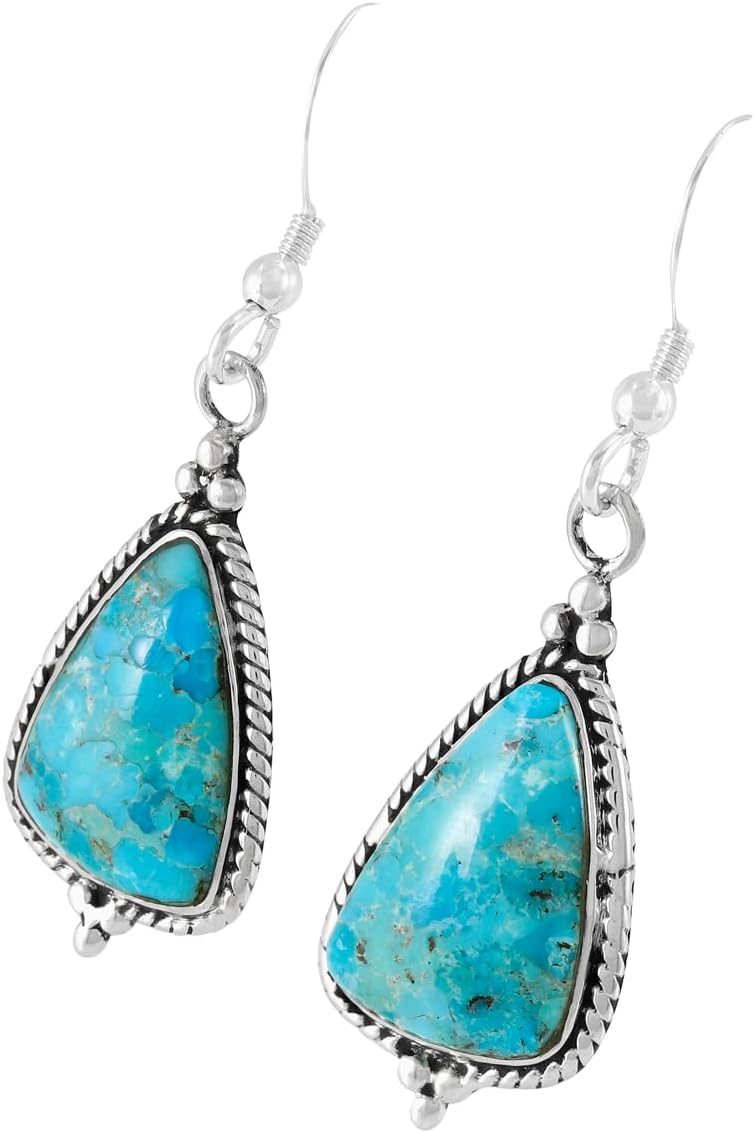 925 Sterling Silver Earrings Genuine Gemstones Drop Dangles - Image 3