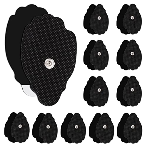 24 Pcs Electrodes Pads for Tens Unit, Reusable Long-Lasting Self-Adhesive Non-Irritating Tens Replacement Patches with Standard 3.5mm Snap-on Connector, Compatible with Belifu, Brilnurse TENS, Black