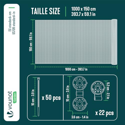 Image of VOUNOT Privacy Netting 1.5x10m Garden Screening HDPE Shading Net, 75% Shading Rate UV-resistant, Tear-Resistant Windbreak Fencing with Holes and Cable Ties, Anthracite