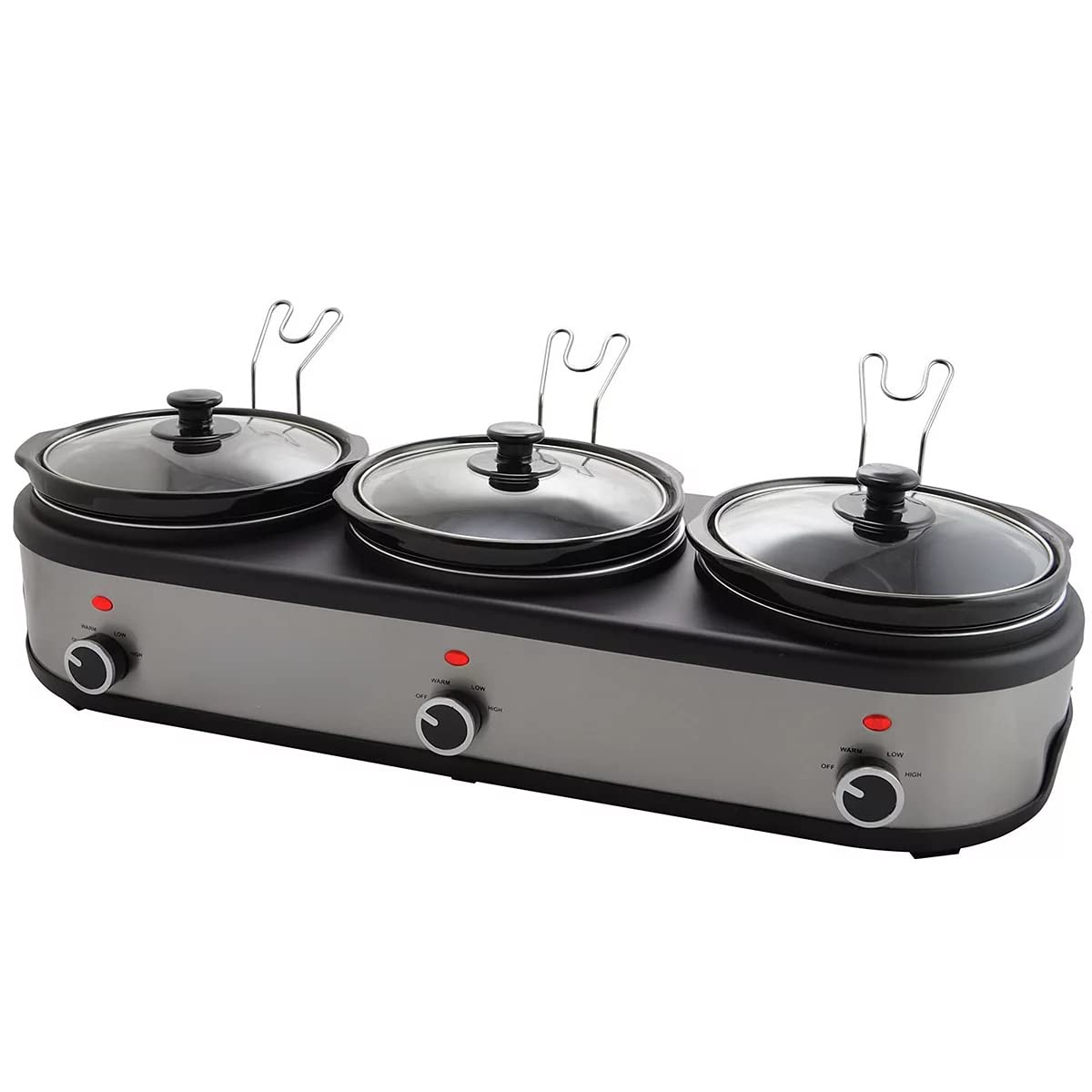 Triple 2 5-qt Slow Cooker Buffet Server Variable Temperature Control Has a Convenient Removable Pot Lid Holder Suitable