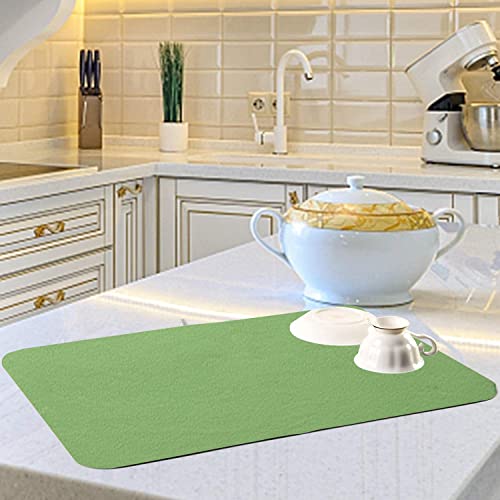Image of Kuber Industries Microfiber Reversible Dish Drying Mat with Absorbent Parity for Kitchen 19 inchx 15 inch,Pack of 2 (Green)