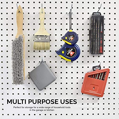 Image of Q1 Beads 12 Pack 12 inch Heavy Duty Peg Hooks for 1 inch Spaced Pegboards, Utility Hooks for Wall Organizing in Home or Garage (Chrome, 30 cm, 12 Pcs)