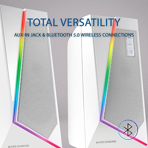 Mars Gaming MS7W, RGB Luidsprekers, Bluethooth 5.0 + Jack 3.5, DSP Sound 20W, Wit - Afbeelding 7