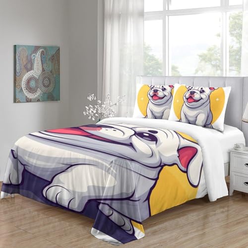 Housse de couette bouledogue 3D zippée pour refaire son lit simple en quelques secondes - 5
