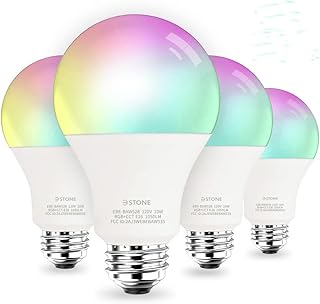 [2023 Upgraded]Smart Light Bulbs(Pack of 4), 3Stone 100W Equivalent WiFi LED Color Changing Bulb Dimmable 2700K-6500K RGBCW, Works with Alexa, Google Home 2.4Ghz Only, A21 10W E26 Tunable White No Hub