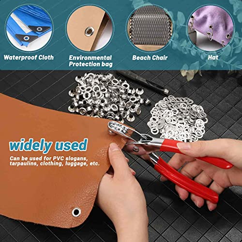 803Pcs Grommet Tool Kit 6mm 1/4 Inch(Inside Hole Size) Eyelet Kit with 400Pcs Eyelets Grommets, 400Pcs Washers and Grommet Eyelet Pliers for Leather/Belt/Shoes/Crafts by PAXCOO - Image 7