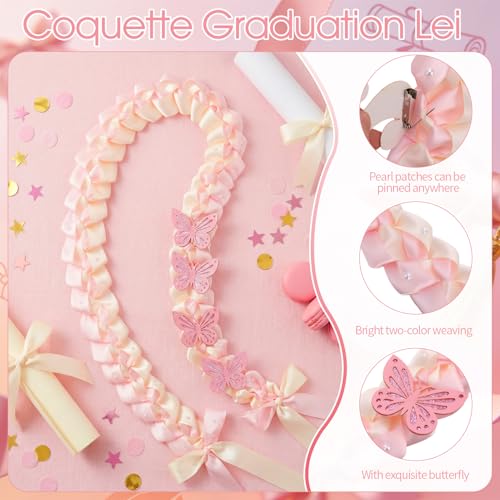 JATEBI 9 Pcs Coquette Graduation Lei Ribbon Pearl Bow Set by JATEBI - Image 3