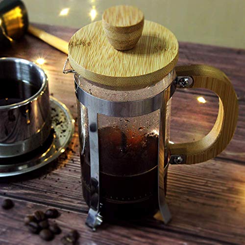 Image of Cutting EDGE French Press Coffee /Tea Espresso Press Milk Frother with 18 /8 Stainless Steel Filter High Borosilicate Carafe Durable Bamboo Handle 12oz / Capacity 350ml
