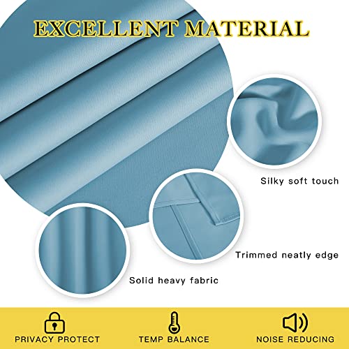 NICETOWN Patio Blackout Curtain Panels - Extra Wide Sliding Door Thermal Insulated Drape, Privacy Room Divider Curtain for Bedroom Office (Teal Blue, 66 x 118 Inch Long)