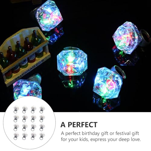 STOBOK 16Pcs LED Licht Up Ringe Blinkende Diamant Ringe Glow in The Dark Finger für Geburtstag Bachelorette Nachtclub Raves Konzert Zeigt Party Favor
