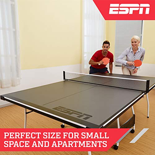 Table Tennis Table Espn Ping Pong Net And Post Set With Paddles And Balls Mid-Size Indoor Folding Portable Compact Storage, Ideal For Limited Recreational Area #TOP1
