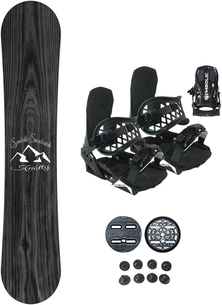 Symbolic Knotty Snowboard & Bindings with Leash & Stomp Pad Complete Package Men Women Kids Regular-Wide System