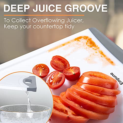 Extra Large Cutting Boards, Plastic Cutting Boards For Kitchen (Set Of 4) Cutting Board Set Dishwasher Chopping Board With Juice Grooves Easy-Grip Handles, Grey, Empune #TOP3