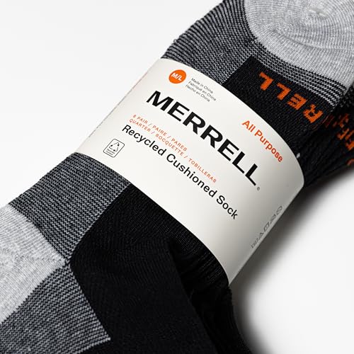 Image of Merrell Unisex Adult Men's and Women's Recycled Cushioned Ankle Socks - 6 & 12 Pairs - Hiking Arch Support