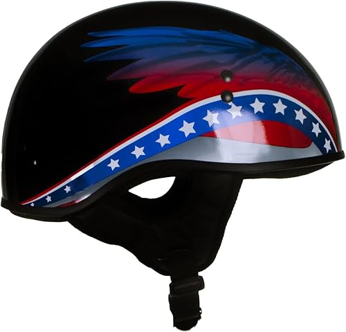 Miniatura 7 de Hot Leathers HLT68 Eagle Wings Black Advanced DOT - Casco de calavera para motocicleta, para hombres y mujeres