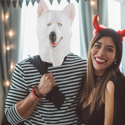 Masque chien blanc pour soirées déguisées et animations de carnaval