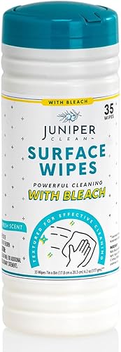 1 paquete de toallitas de limpieza de superficies con blanqueador, limpiador multiusos para baño, cocina, oficina, recipiente de 35 unidades, hoja