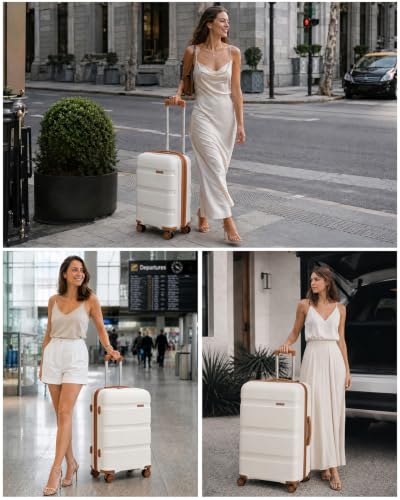 Image of Kono 3 Piece Luggage Set, 20 /24 /28 Inch Suitcases with TSA Lock, White