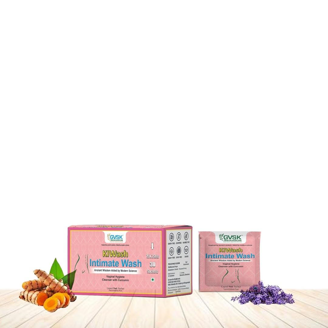 GVSK KiWash Intimate Wash with Curcumin, Vaginal Hygiene Formula, 250 Grams