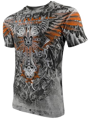 Xtreme Couture by Affliction Men's T-Shirt Faith & Glory L Gray
