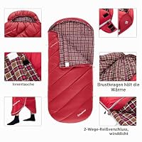 KingCamp Schlafsack XXL Baumwolle Flanell Kinder Rot – Ansicht 5