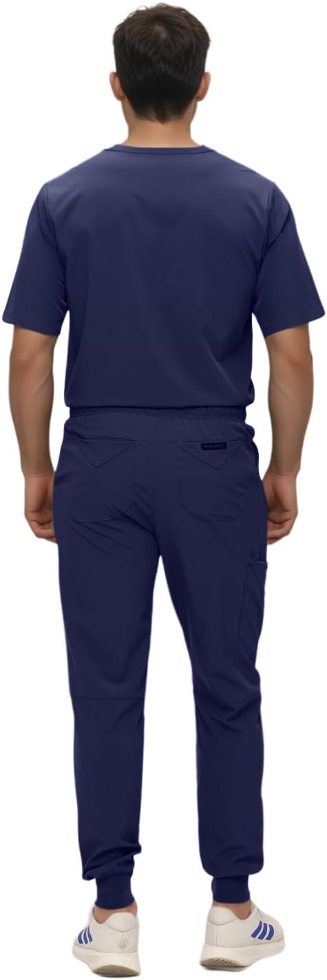 Monarch Uniforms Men's Jogger Scrub Set Tuck-in Scrubs for Men with Jogger Pants and One Pocket Top