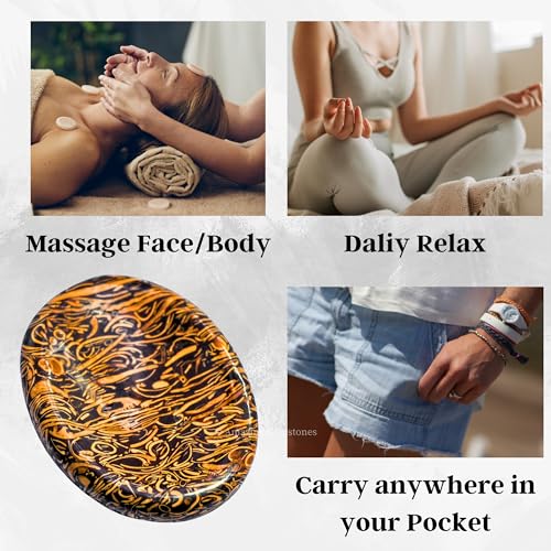 Image of Amazing Gemstone Mariyam Jasper Worry Stone Crystals & Healing Stones - Worry Stones for Stress Relief Gifts - Piedra Crystal Fidget for Meditation - Unique Stocking Stuffers & Birthday Gifts