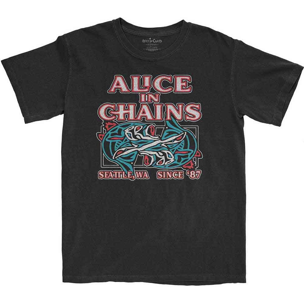 Rock Off Officially Licensed Products Men's Black Alice In Chains Totem Fish Official Tee T-Shirt Unisex (X-Large)
