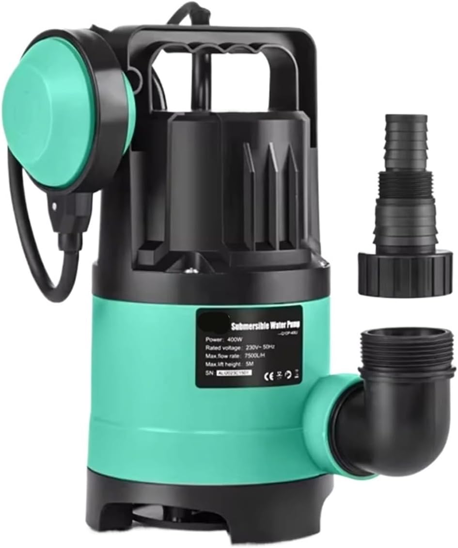 400W Submersible Water Pump 7500L/H Utility Thermoplastic Electric Portable Transfer Pool Pond Draining Sump Pump