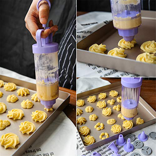 Cookie Gun Discs,Cookie Press, Classic Biscuit Maker, Cake Making Decorating Set With 10 Flower Pieces And 8 Cake Decorating Tips And Tubes For Diy Cake Cookie Maker Decorating #TOP22