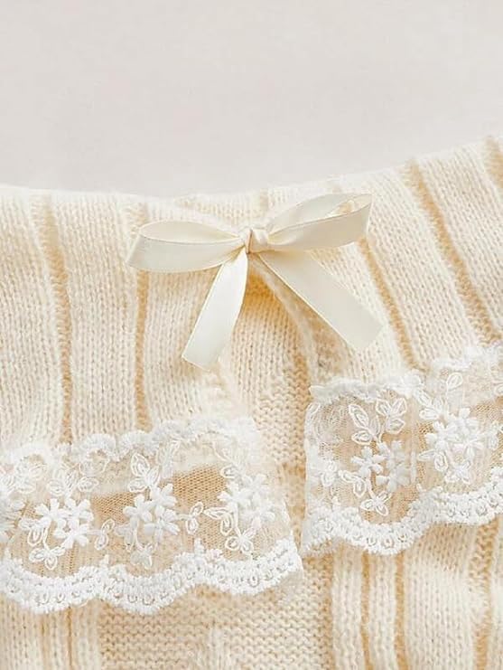Off The Sweater for Women Teen Girls Lace Bow Tie Balletcore Knit Sweaters Tops Cute Coquette Clothes Stuff3