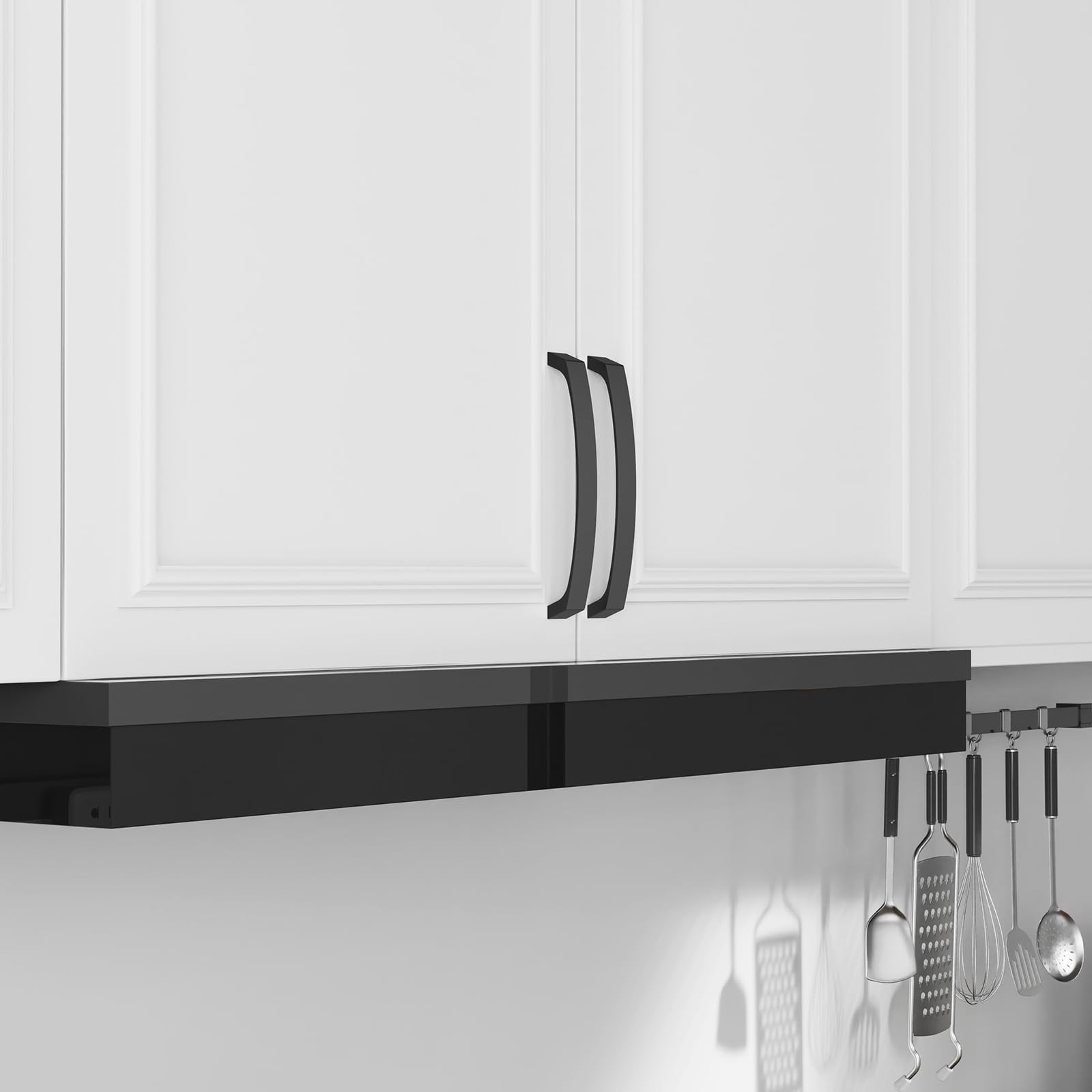 FURNIWARE Pack of 10 Black Cabinet Handles, Cupboard Handles Drawer Pulls 192mm(7.6 Inch) Hole Center - Image 4