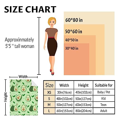 Blanket for Girls - 50"x60" Cute Avocado Throw Gifts - Green Soft Fuzzy Blankets for Bed, Couch & Living Room