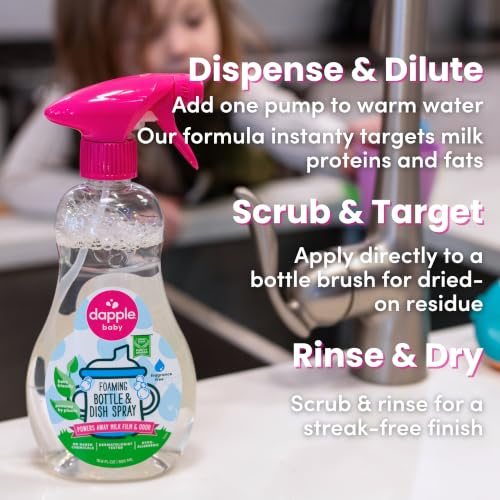 Image of Dapple Baby - Fragrance-Free Foaming Bottle & Dish Spray - 16.9oz (2 Pk)