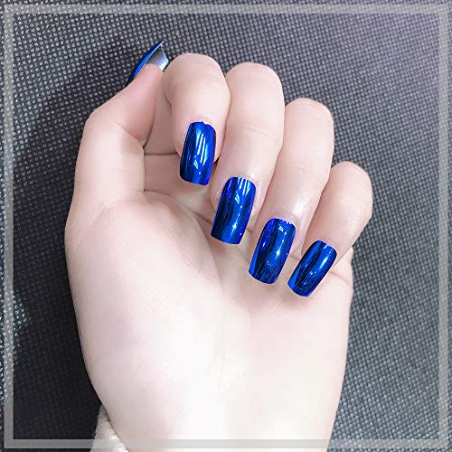 Mirror False Nails Full Cover Point Metallic Acrylic Nail Tips 24pcs/box Art Design Tips 14 Colors Optional Easy for Daily wear (UV1)