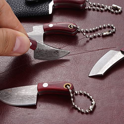 Damascus Pocket Knife Set Mini Kitchen Chef Knife Tiny Chef Knife Set Tiny Knife Keychain Small Knife For Package Opener Box Cutter 6Pcs #TOP4