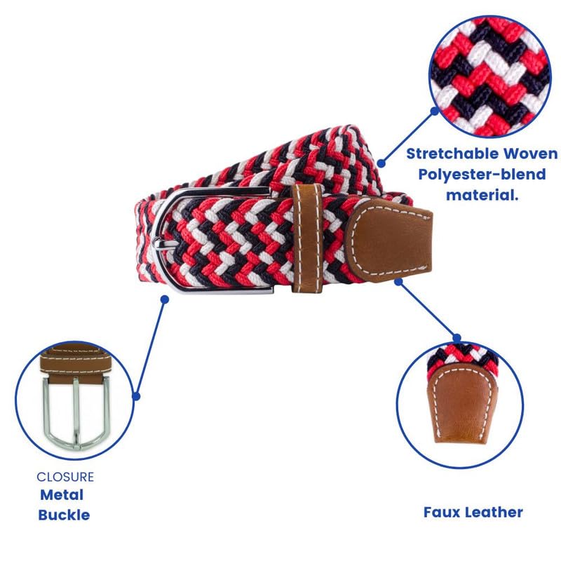 Image of The Tie Hub Unisex Stretchable Woven Fabric Belt | Adjustable, Hole-Free Design | Fits Up to 40 Inches Waist