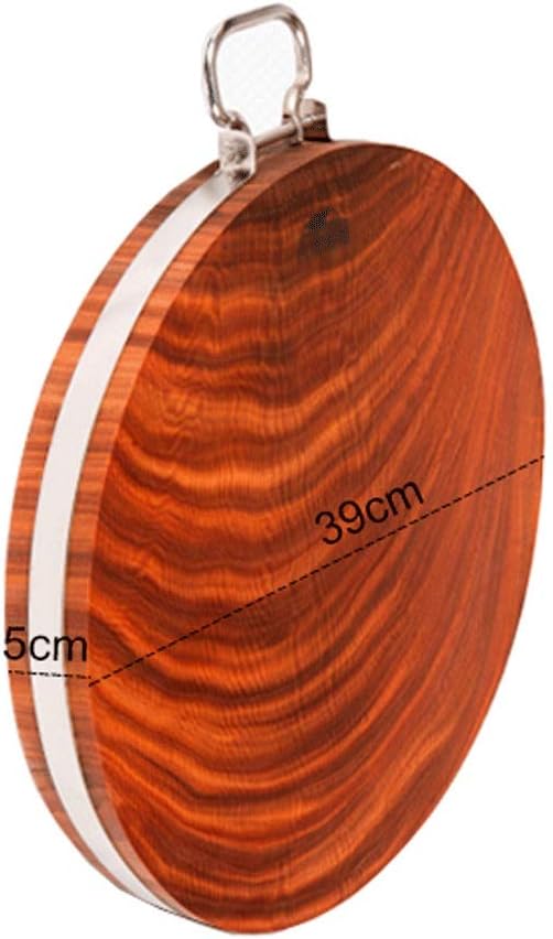 Cutting Board Iron Wood Solid Wood Round Kitchen Chopping Board Kitchen Household Reversible Cutting Board with Handle Wooden Carving Board for Meat and Chopping Vegetables (Size : 39 * 4c