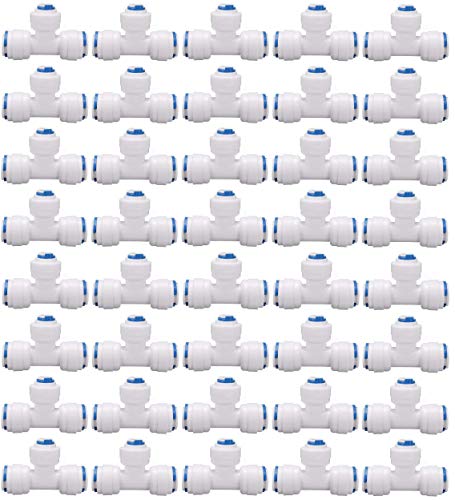 Image of 1 /4 inch Tee 3 Way Tube Quick Connect Push Fit Connector T-Shape 6 mm For RO Water Reverse Osmosis System (Pack of 50)