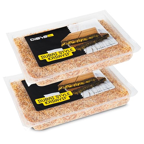 Kadayif Gebraten 2x200g - Engelshaar Kadayif - Ideal für Dubai Schokolade oder Baklava - Kadaif Engelshaar Teig für Dubai Chocolate - Verzehrfertiger Kataifi - Perfekt für Desserts und Herzhaftes