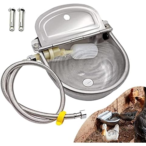 Automatic Water Dispenser for Dog Water Bowl Dispenser Large Size Stainless-Steel Waterer Feeder Self Filling Water Trough for Poultry and Livestock Cover