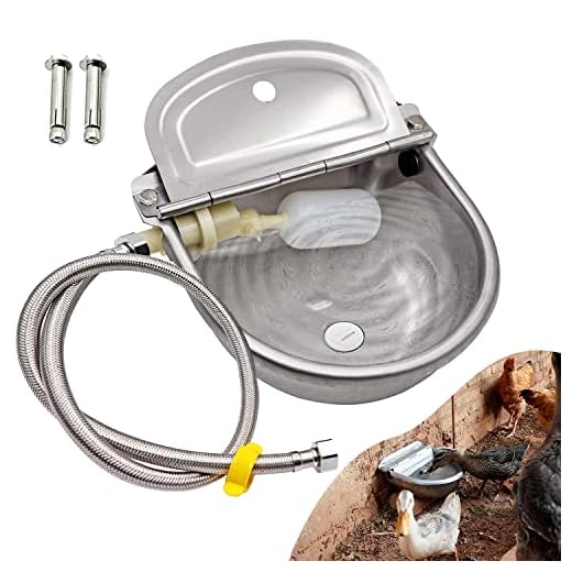 Automatic Water Dispenser for Dog Water Bowl Dispenser Large Size Stainless-Steel Waterer Feeder Self Filling Water Trough for Poultry and Livestock (Stainless Steel, Large)