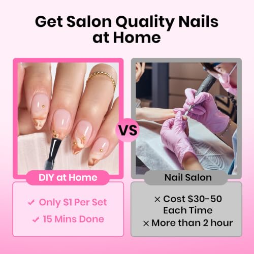 Image of Beetles Gel Nail Tips Almond Shape Medium Curve-EX, 640pcs 16 Sizes, Etch-X Half Matte Full Cover Soft Acrylic False Nail Tips Easy DIY Press on Nail Extension Art Salon for Curved & Natural Nail Beds