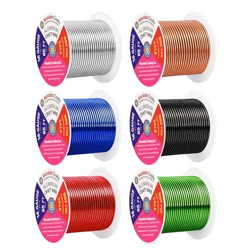 Image of Mandala Crafts 16 GA Black Red Green Assorted Anodized Aluminum Craft Wire | 390 FT, Colored, Flexible, Bendable for Bonsai Armature Sculpting Wire Wrapping Jewelry Making, Weather & Tarnish Resistant