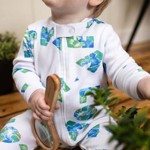 Image of Burt's Bees Baby unisex-baby Sleep & Play, Organic One-piece Romper-jumpsuit Pj, Zip Front Footed Pajama