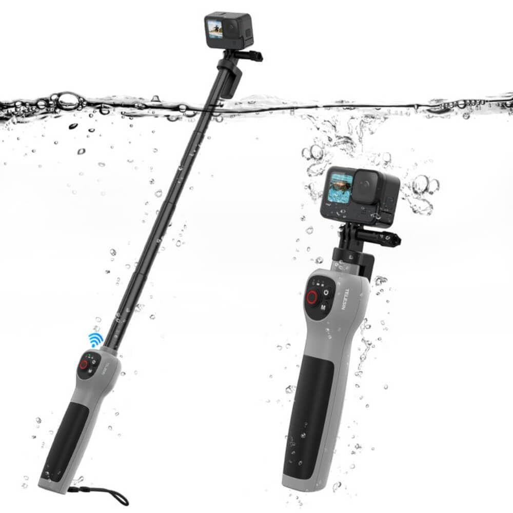 Telesin Perche à Selfie Sous-Marin avec Télécommande Bluetooth Intégrée Etanche & Extensible, 1 Heure de Charge, 21 Heures de Temps de Tir pour GoPro Hero 13/12/11/10/9
