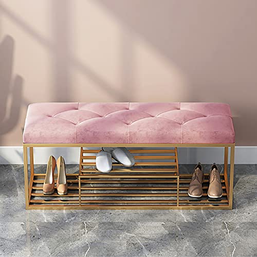 Meuble chaussures d'entrée avec banc en velours gris moderne - 2