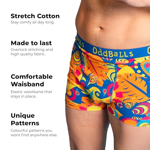 OddBalls Mens Boxers Multipack β 3 Classic Fit Cotton Boxer Shorts, Underwear with Elastic Waistband β Breathable, Soft Mens Boxer Briefs