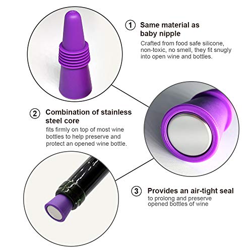 Wine Stoppers,Wine Bottle Stopper,Reusable Wine Bottle Stoppers,4 Pack Multicolor Silicone Wine Stopper For Glass Bottles #TOP1