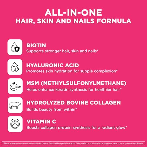 Vital Vitamins Biotin Complex Pills - with Hyaluronic Acid, MSM, Collagen, & Vitamin C - Supplement for Hair, Skin, & Nails - 60 Capsules - Image 4